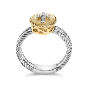 Anillo Cruzado Plateado en Plata de Ley con Acabado Satinado, Color I-J, Estilo Lujoso - Product Image 5