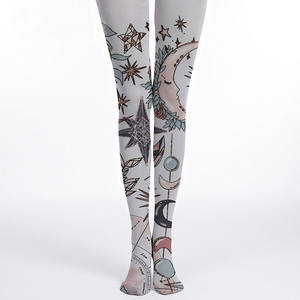 Medias de cosplay con estampado de dibujos animados Socksmate, leggings de moda <span class=keywords><strong>para</strong></span> niñas con diseño de luna pintada, pantimedias grises con estrellas vintage, medias de seda de talla grande. - Product Image 2