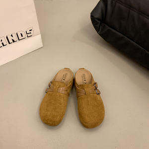 Mules da donna in finta pelle scamosciata primavera/autunno, con punta tonda, <span class=keywords><strong>slip</strong></span>-on, plateau, fibbia e cinturino, stile Birkenstock, a punta chiusa - Product Image 2