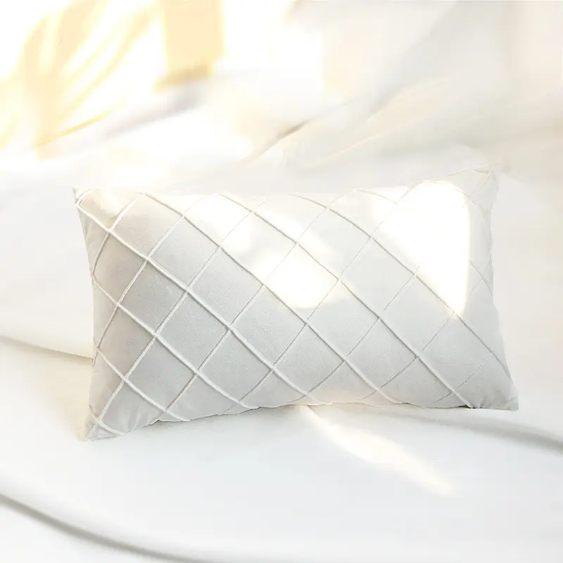 Popular Rectangular 30*50cm Velvet Rhombus Solid Color Throw Pillow Covers Custom Cushion Cover For Throw Pillow