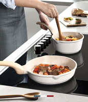 Boreine Lot de 8 poêles et casseroles antiadhésives à base d'induction en aluminium moulé sous pression pour la maison et la cuisine
