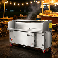 Chariot de barbecue au charbon de bois mobile sans fumée, robuste, nouveau design 2026, avec système de purification intégré pour usage en restaurant