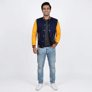 Chaqueta Universitaria de Piel de Oveja Extra Grande con Estampado de Águila Personalizada por el Fabricante al por Mayor, Chaqueta Universitaria con Botones y Letras - Product Image 1
