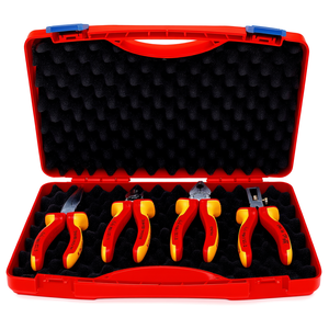 Ensemble de pinces 4 pièces, étui rouge avec insert en mousse pour travaux électriques - Product Image 1
