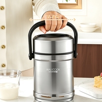 Maxcook Contenant alimentaire isotherme portable à double compartiment 1,5 L en acier inoxydable 304, boîte à lunch thermos avec poignée