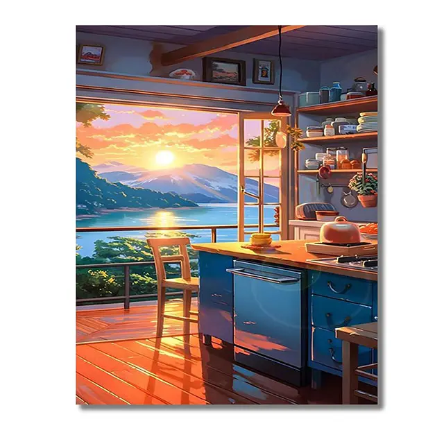 Sunset Paint by Number Kits para adultos Pintura por número DIY Easy Acrylic Paint by Number Kits