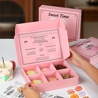 Boîte à macarons rectangulaire de qualité supérieure, appréciée des influenceurs, en carton rose de qualité alimentaire pour pâtisserie, emballage commercial en gros personnalisé