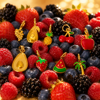 Pendentif Breloque Fruitée Ananas Fraise Pastèque en Émail, Bijoux en Acier Inoxydable Plaqué Or 18K, Vente en Gros pour Femmes