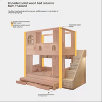 Lit superposé pour enfants avec escalier de rangement et toboggan pour chambre à coucher, lit gigogne blanc avec tiroirs, étagère façade maison, mobilier enfant