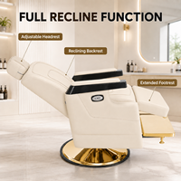 Fauteuil de Barbier Électrique Inclinable de Luxe XFMC, Réglable en un Clic, Chaise de Coiffure Professionnelle avec Base Dorée pour Salon de Coiffure