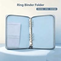 Porte-documents en cuir PU avec fermeture éclair, classeur à 6 anneaux, organiseur de documents A4 avec emplacements pour cartes et porte-stylo pour le bureau et les affaires