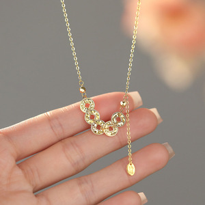 Kalung Perak <span class=keywords><strong>Sterling</strong></span> S999 Mewah Ringan dengan Lima Koin Kaisar untuk Hadiah Pacar, Perhiasan Pernikahan YB-XY-539 - Product Image 1