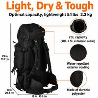 Sac à dos de randonnée imperméable 50L grande capacité léger en nylon pour le camping, la randonnée et l'escalade en plein air pour hommes, logo personnalisé