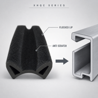 Xinhong XHQC-EPDM+flocking EPDM Joint de seuil de fenêtre de voiture floqué anti-rayures, bande de guidage de porte, couleur personnalisée