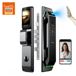 Serrure intelligente Tuya avec reconnaissance 3D du visage et des empreintes digitales <span class=keywords><strong>Porte</strong></span> numérique en aluminium pour <span class=keywords><strong>porte</strong></span> en acier Comprend une connectivité WiFi - Product Image 1
