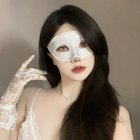 Masque de mascarade en voile de forme personnalisée, masque demi-visage découpé avec logo, vente en gros, pour festival, merchandising de fans, accessoire de scène, en vrac
