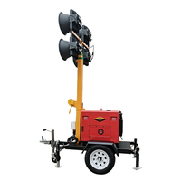 Tour d'éclairage LED diesel de 7 mètres avec dispositif de remorquage monté sur remorque IP66 4x48000LM à flux lumineux élevé