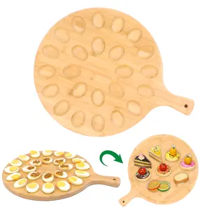 竹披萨皮、木质煎蛋托盘木质煎蛋拼盘、披萨板披萨桨菜板带手柄