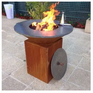 Outdoor corten steel Wood & Charcoal Fired Barbecue / BBQ / Plancha / Grill
