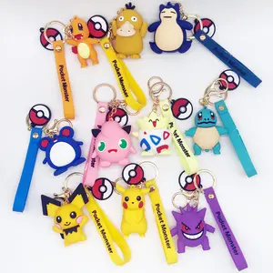 Anti-Lost Bag Car Key Decoration Keychains Cute Cartoon 3D Poke Doll Pendant Keychain with Wrist Strap Girl Gift Wholesale