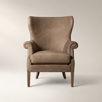 Fauteuil d'appoint moderne de luxe rembourré en cuir marron, design élégant, pour salon, hôtel, chambre à coucher