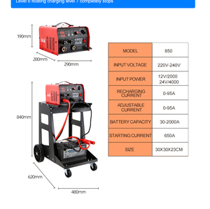 FUNISI digital jump start <span class=keywords><strong>automatico</strong></span> intelligente 850A 220v portatile avviamento rapido caricabatteria per auto elettriche - Product Image 4