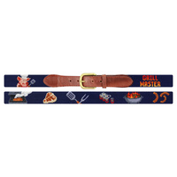 Ceinture en toile brodée avec logo cerf et boucle en laiton pour homme, fabrication artisanale de luxe en cuir de vachette, cadeau personnalisé