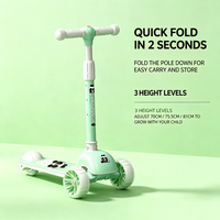 Trottinette pour enfants, trottinette pliable, design moderne, guidon antidérapant en TPE, frein arrière, 3 roues lumineuses, hauteur réglable, pour bébé