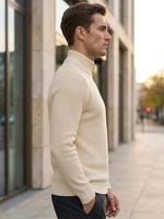 Pull en tricot décontracté pour homme, hiver, respirant, en coton biologique 100% de qualité supérieure, 7GG avec fermeture éclair à point de surjet