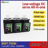 Motor Servo Integrado de Alto Torque de 48V 750W, 2.39Nm 3000rpm, Controlador Compacto Compatible con Múltiples Protocolos para Máquinas CNC