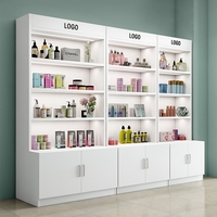 Vitrine portable moderne en métal et tôle pour salon de beauté, barbier, cosmétiques, parfums et décoration de magasin