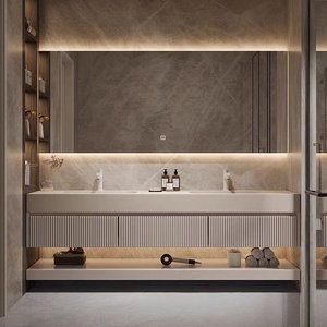 New double basin bathroom cabinet integrated basin wash basin wash basin bathroom mirror cabinet combination - Product Image 1