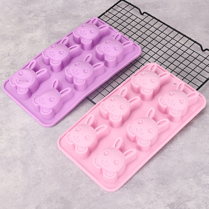 Bunny Cake Mold 6 Holes <b>Silicone</b> <b>Baking</b> Chocolate Mold For Easter Desserts - Product Image 1