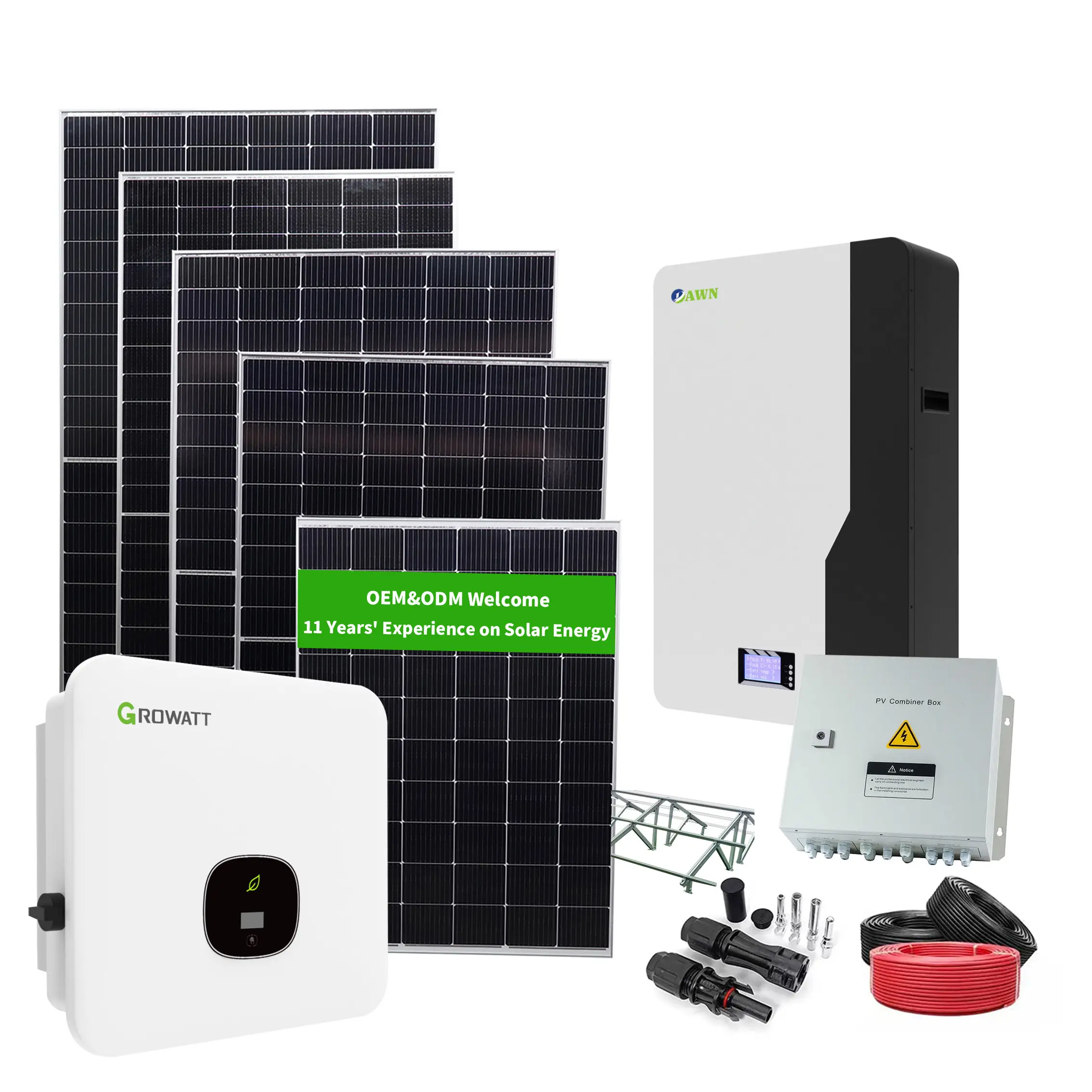 Miglior invertitore Growatt/Deye prodotto LiFePO4 batteria 48V 8KW 10KW generatore solare con pannello pannello solare sistema di alimentazione