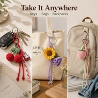 Gehaakt macramé koord, boho chic decoratie, handgeweven breiwerk, fruit rugzak hanger, gehaakte tas charme, sleutelhanger