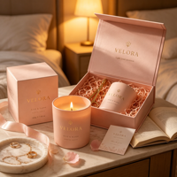 Boîte d'emballage de bougies en carton écologique de luxe personnalisée avec poignée pour la promotion et l'utilisation en supermarché, produits parfumés pour les fêtes