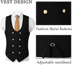 Traje de esmoquin de 3 piezas para <span class=keywords><strong>hombre</strong></span>, corte ajustado, doble botonadura, con cuentas, un botón, para boda, graduación, fiesta de bienvenida, conjunto de blazer, <span class=keywords><strong>chaleco</strong></span> y pantalón - Product Image 2