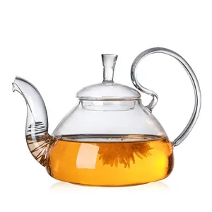Amazon sıcak stok düşük MOQ kişiselleştirin çay makinesi borosilikat cam çay demliği demlik ile özel Logo