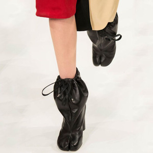 Custom Split <b>Toe</b> Dress Shoes High <b>Round</b> <b>Heels</b> Ankle Boots Sexy Women's Top Loose Stretch Lace Short Boots - Product Image 1