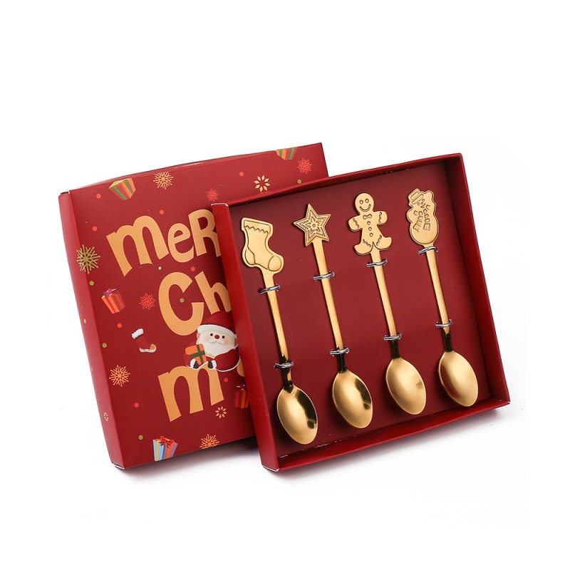 Titanium gold christmas box four-piece set