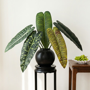 Plante artificielle de Caladium, feuilles réalistes haut de gamme, 30cm-100cm, pour décoration intérieure, plante verte en pot - Product Image 1