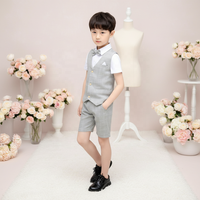 Ensemble de vêtements pour garçon, vente en gros d'usine, robe de cérémonie pour enfants, veste, chemise, short
