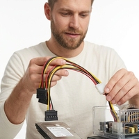 Kabel Splitter SATA 1 ke 2 Model 168 20cm untuk Adaptor Data PC, Kabel Daya Internal Khusus