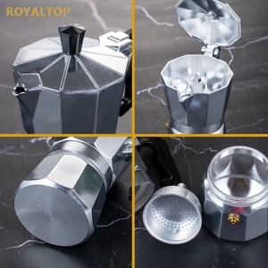 Cafetière Moka Peruaise <span class=keywords><strong>Rouge</strong></span> et Blanche pour Plaque de Cuisson, Cafetière en Aluminium pour Café Moulu, Machine à Café <span class=keywords><strong>Italienne</strong></span> pour la Préparation à Domicile - Product Image 5