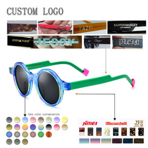 Lunettes de soleil rondes à monture complète, monture multicolore, verres miroir, protection UV 100%, unisexe pour enfants - Product Image 2