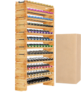 Estante para Vino Apilable y Plegable de Madera Maciza y Bambú, Capacidad para 108 Botellas, Diseño Moderno, para Almacenamiento y Exhibición de Vino, para el Hogar, Bar o Bodega - Product Image 1