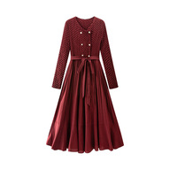 Miyake Sense Design Damen Elegantes Chiffon kleid Frühling Casual Style Langarm Mittellanger Falten rock New Solid Natural