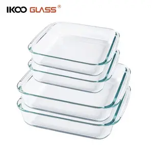 IKOO Non Stick Square Clear Transparent High Borosilicate Glass Custom Baking Tray