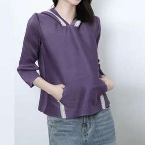 Blusa con Capucha Elegante e Informal para Mujer, Diseño de Moda PY, Verano/Otoño/Primavera, Ecológica, Transpirable, de Secado Rápido y Antiarrugas - Product Image 6