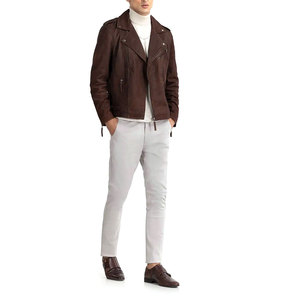 Veste en cuir suédé pour homme, qualité supérieure, prix avantageux, automne-hiver, design personnalisé, coupe ajustée, style motard classique. - Product Image 1